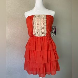 Trixxi Orange embroidered strapless top